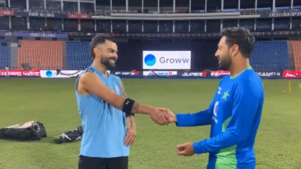 Video: भारत-पाकिस्तान मैच से पहले मिले विराट कोहली और हारिस रऊफ, वायरल हुई वीडियो